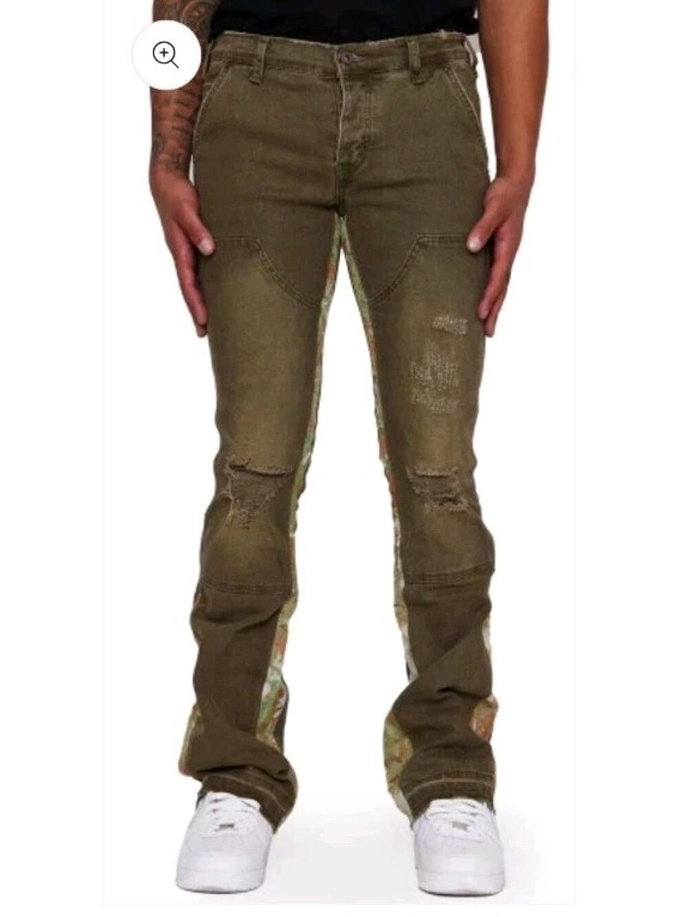 Valabasas Alpha Denim Olive Jacquard Jeans - Size 34| Urban Streetwear Stylish